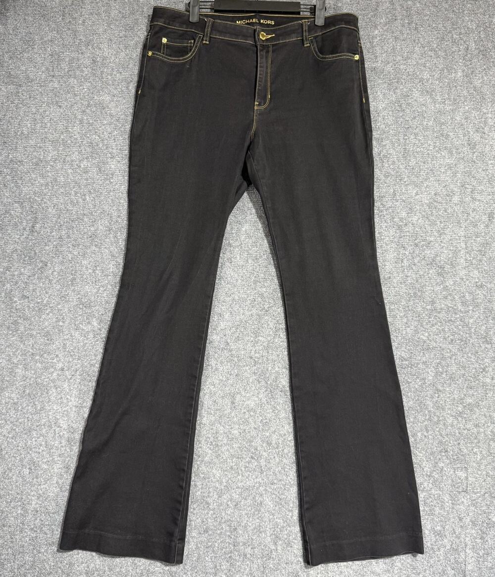 Michael Kors Womens Black Bootcut Denim Jeans Size 14 Casual